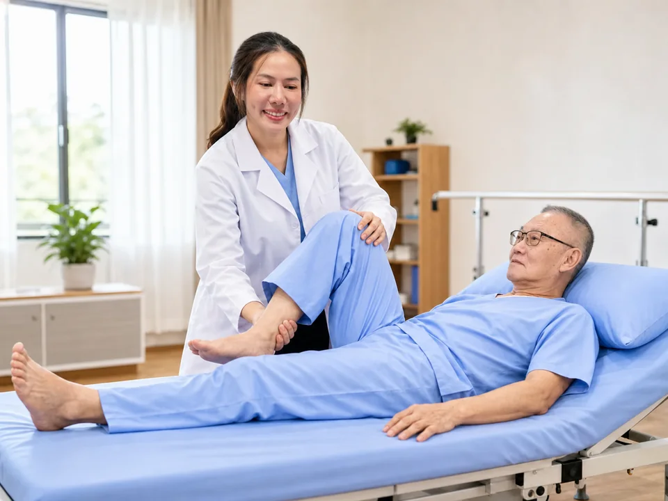 ภาพจำลองผู้ป่วย Stroke ฝึกการเคลื่อนไหวกับนักกายภาพบำบัด