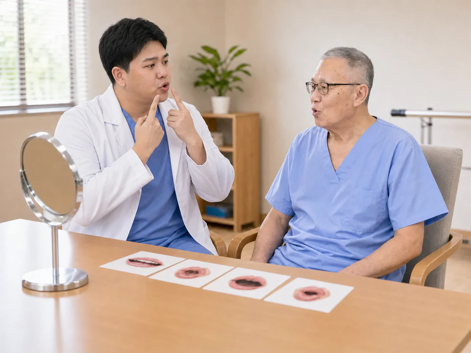 ภาพจำลองผู้ป่วย Stroke ฝึกการพูดและการสื่อสารกับนักอรรถบำบัด